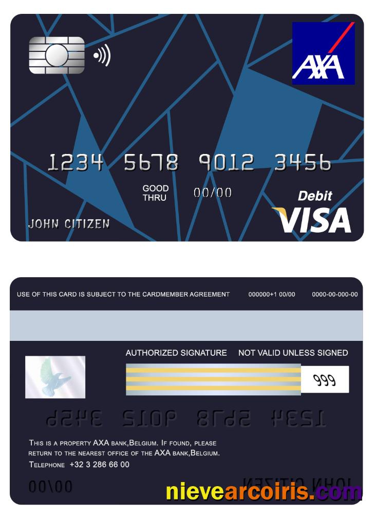 Belgium AXA visa card